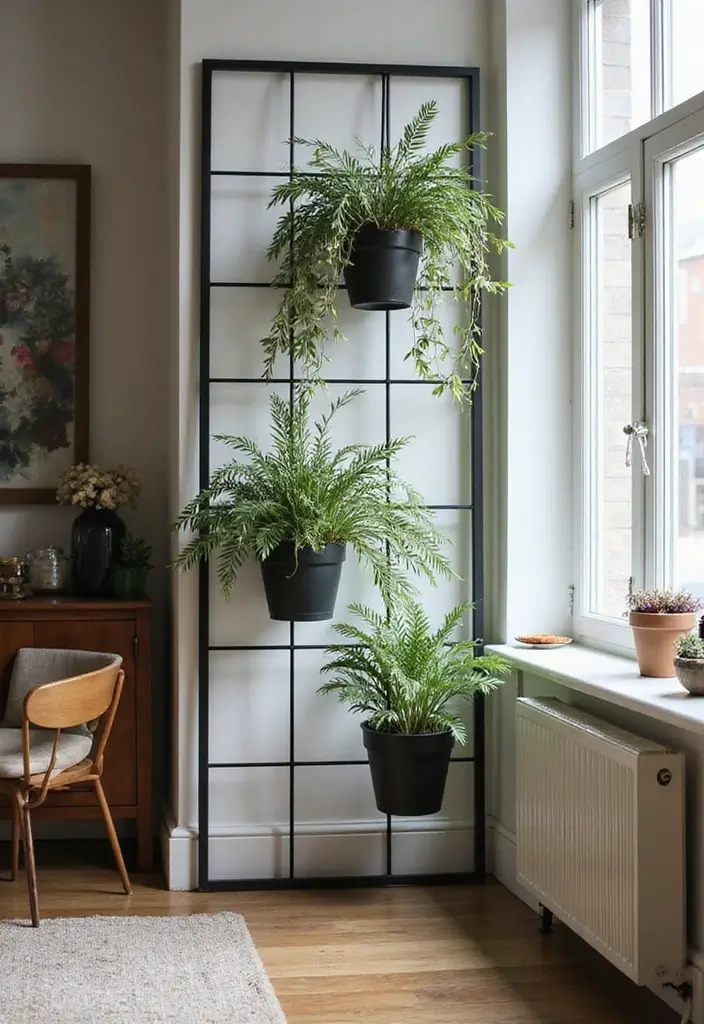 25+ Indoor Trellis Ideas for Stylish Plant Displays - 17. Minimalist Metal Trellis