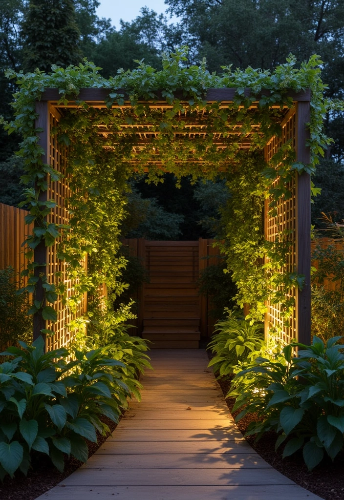 25+ Indoor Trellis Ideas for Stylish Plant Displays - 21. Trellis with Integrated Lighting