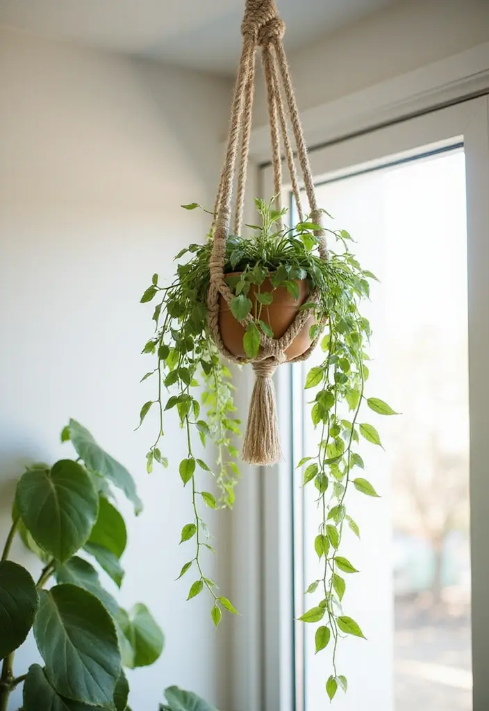 25+ Indoor Trellis Ideas for Stylish Plant Displays - 5. Macrame Hanging Trellis