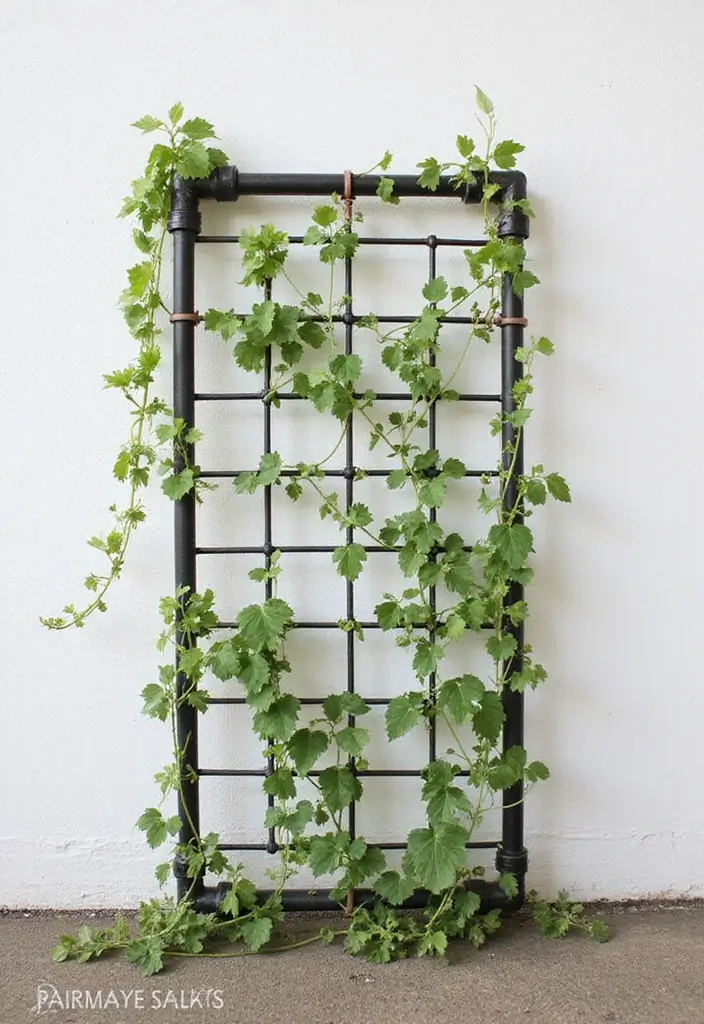 25+ Indoor Trellis Ideas for Stylish Plant Displays - 8. DIY Pipe Trellis