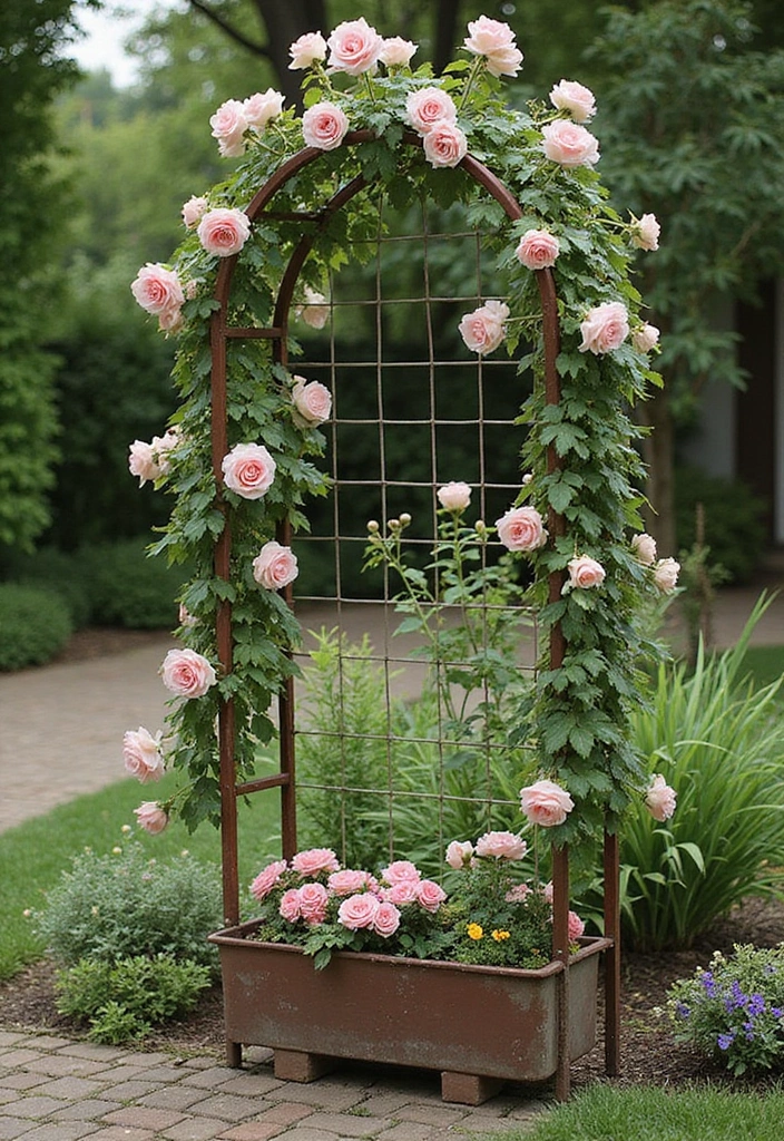 25+ Iron Trellis Ideas That Bring Vintage Elegance 85 25+ Iron Trellis Ideas That Bring Vintage Elegance - 13. Trellis with Planter Box