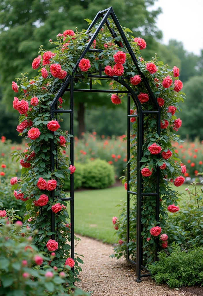 25+ Iron Trellis Ideas That Bring Vintage Elegance 111 25+ Iron Trellis Ideas That Bring Vintage Elegance - 17. Triangular Trellis