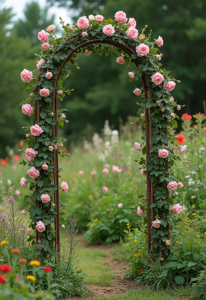 25+ Iron Trellis Ideas That Bring Vintage Elegance 8 25+ Iron Trellis Ideas That Bring Vintage Elegance - 2. Rustic A-Frame Trellis