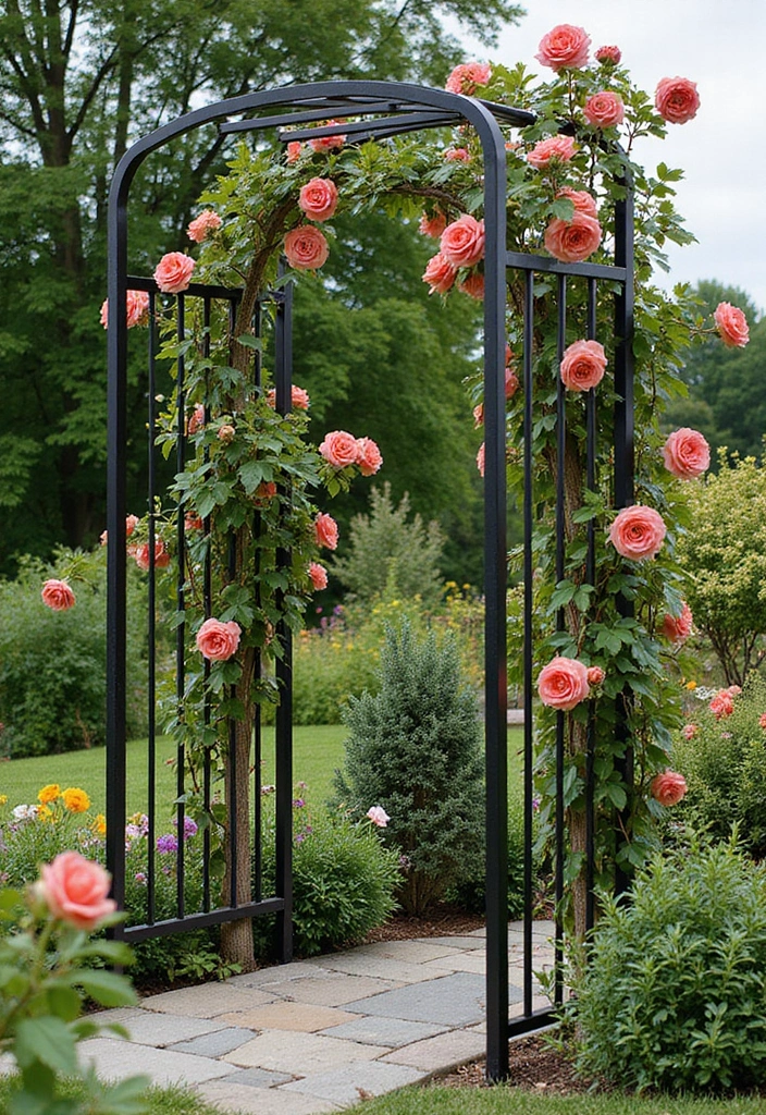 25+ Iron Trellis Ideas That Bring Vintage Elegance 22 25+ Iron Trellis Ideas That Bring Vintage Elegance - 4. Minimalist Geometric Trellis