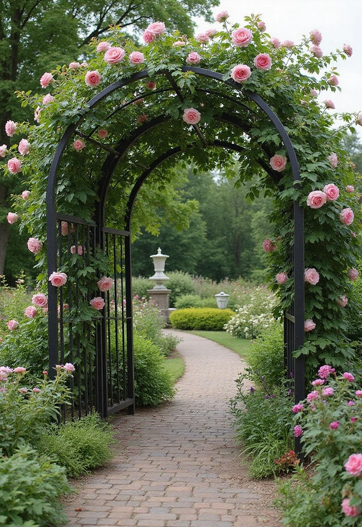 25+ Iron Trellis Ideas That Bring Vintage Elegance 36 25+ Iron Trellis Ideas That Bring Vintage Elegance - 6. Classic Arbor Trellis