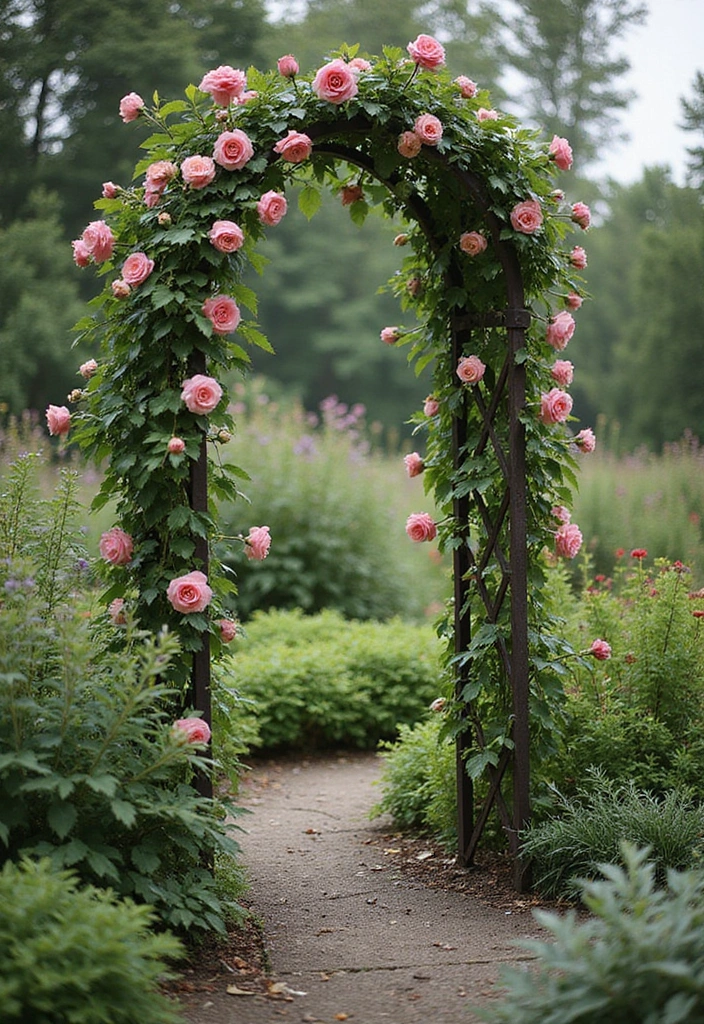 25+ Iron Trellis Ideas That Bring Vintage Elegance 57 25+ Iron Trellis Ideas That Bring Vintage Elegance - 9. Vintage Truss Trellis