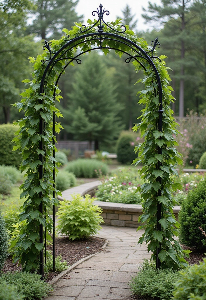 25+ Metal Trellis Ideas for a Modern Garden Look 70 25+ Metal Trellis Ideas for a Modern Garden Look - 12. Trellis with Decorative Finials