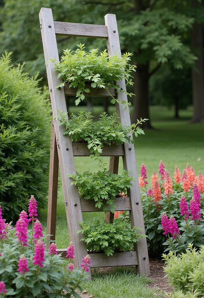 25+ Metal Trellis Ideas for a Modern Garden Look 77 25+ Metal Trellis Ideas for a Modern Garden Look - 13. Modern Ladder Trellis