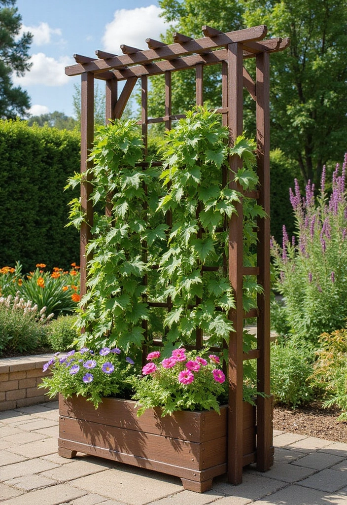 25+ Metal Trellis Ideas for a Modern Garden Look 84 25+ Metal Trellis Ideas for a Modern Garden Look - 14. Trellis with Built-In Planters