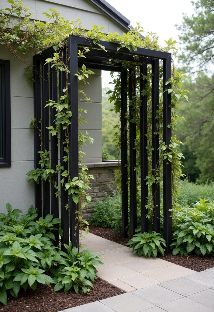 25+ Metal Trellis Ideas for a Modern Garden Look 105 25+ Metal Trellis Ideas for a Modern Garden Look - 17. Industrial Chic Trellis