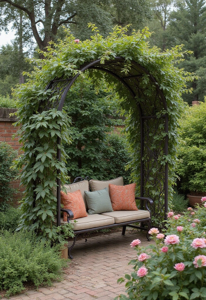 25+ Metal Trellis Ideas for a Modern Garden Look 8 25+ Metal Trellis Ideas for a Modern Garden Look - 2. Rustic Wrought Iron Trellis