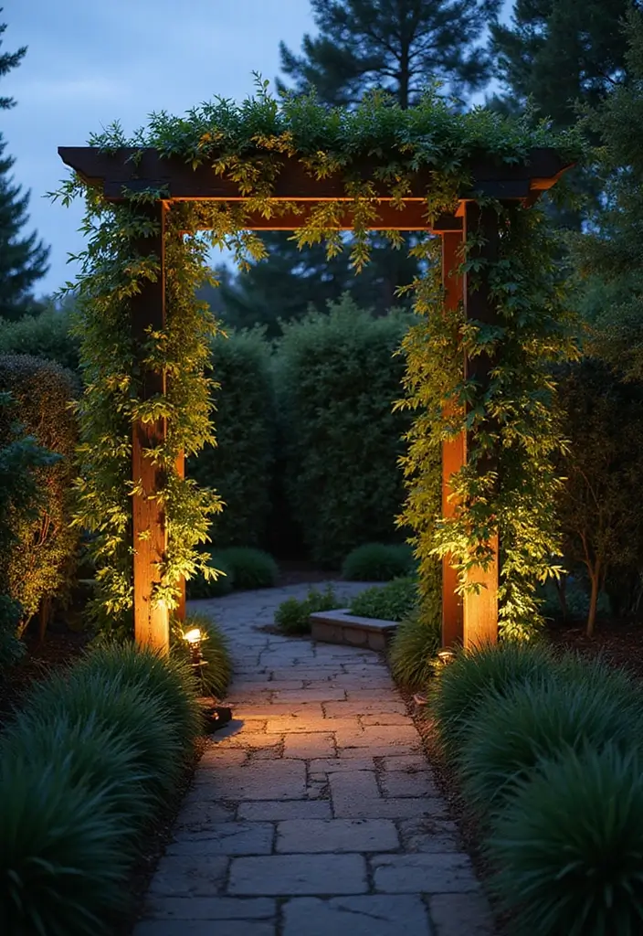 25+ Metal Trellis Ideas for a Modern Garden Look 138 25+ Metal Trellis Ideas for a Modern Garden Look - 22. Trellis with Integrated Lighting