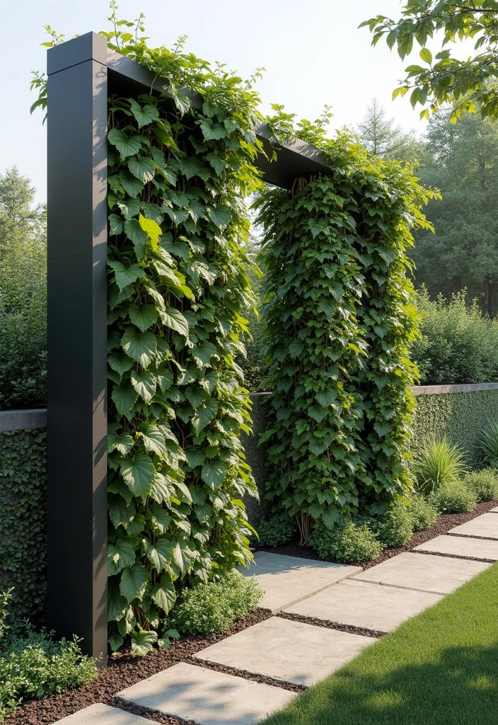 25+ Metal Trellis Ideas for a Modern Garden Look 145 25+ Metal Trellis Ideas for a Modern Garden Look - 23. Floating Trellis Design