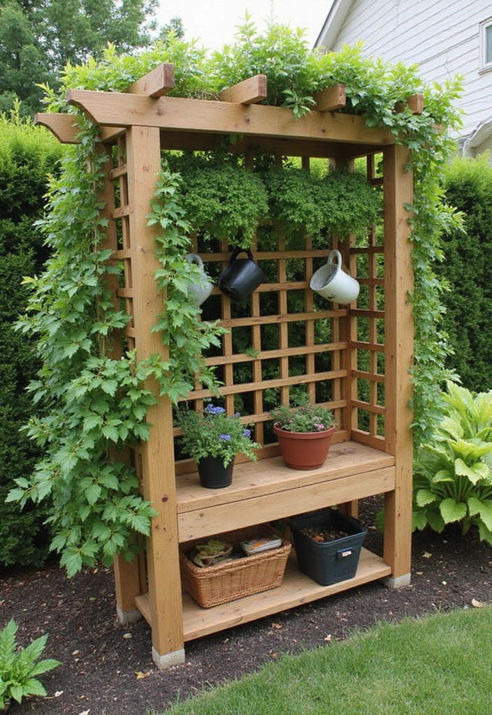 25+ Metal Trellis Ideas for a Modern Garden Look 152 25+ Metal Trellis Ideas for a Modern Garden Look - 24. Trellis with Multi-Functional Uses