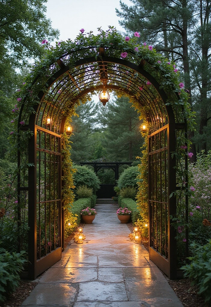 25+ Metal Trellis Ideas for a Modern Garden Look 20 25+ Metal Trellis Ideas for a Modern Garden Look - 4. Arching Garden Trellis