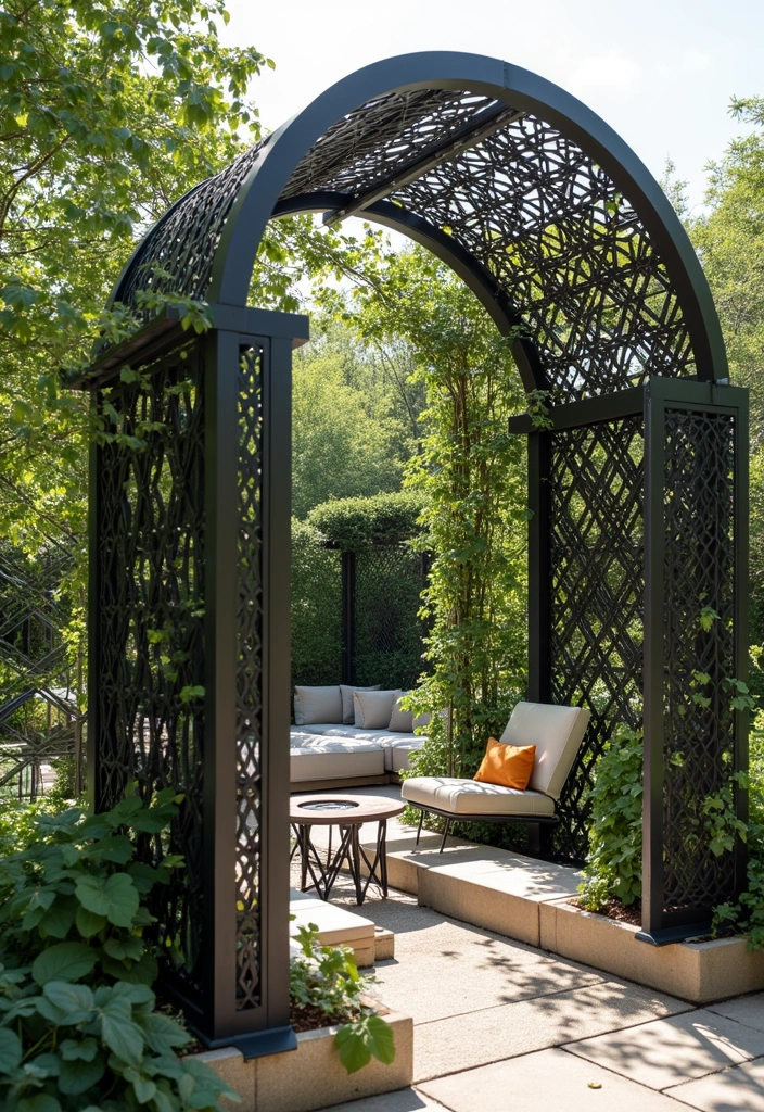 25+ Metal Trellis Ideas for a Modern Garden Look 34 25+ Metal Trellis Ideas for a Modern Garden Look - 6. Geometric Metal Trellis