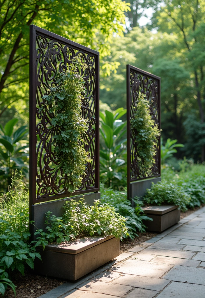 25+ Metal Trellis Ideas for a Modern Garden Look 46 25+ Metal Trellis Ideas for a Modern Garden Look - 8. Decorative Metal Panels