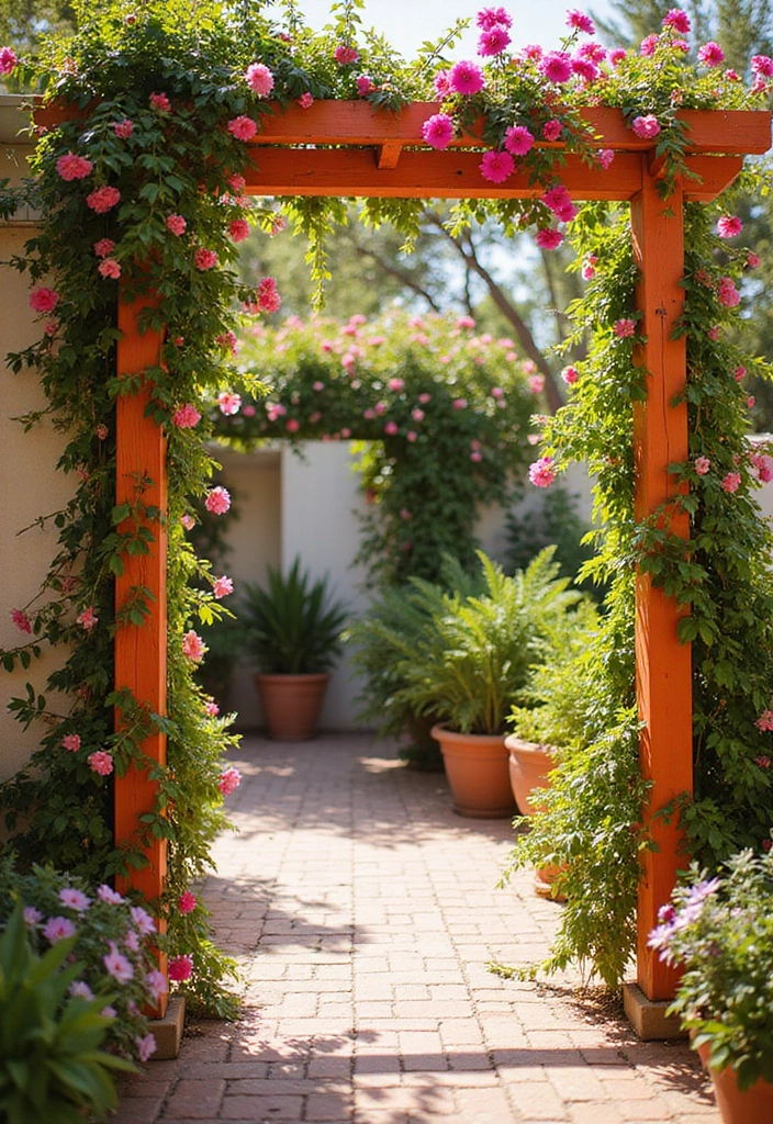 25+ Outdoor Patio Trellis Ideas for Shade and Style 85 25+ Outdoor Patio Trellis Ideas for Shade and Style - 13. Colorful Painted Trellis for Fun Vibes