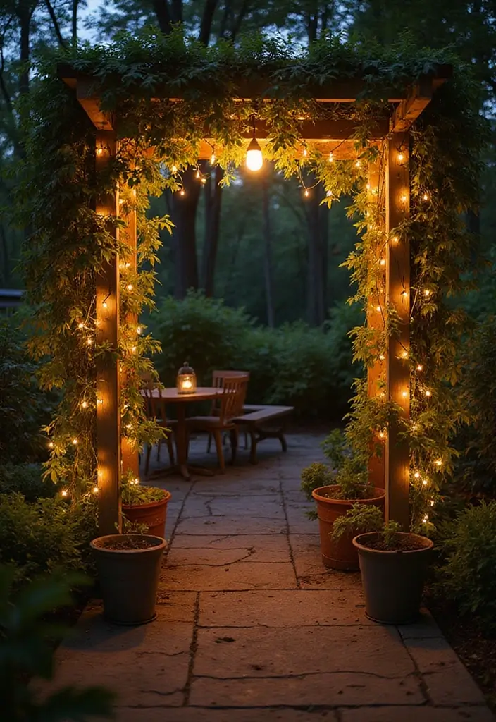 25+ Outdoor Patio Trellis Ideas for Shade and Style 92 25+ Outdoor Patio Trellis Ideas for Shade and Style - 14. Trellis with Built-In Lighting for Evening Ambiance