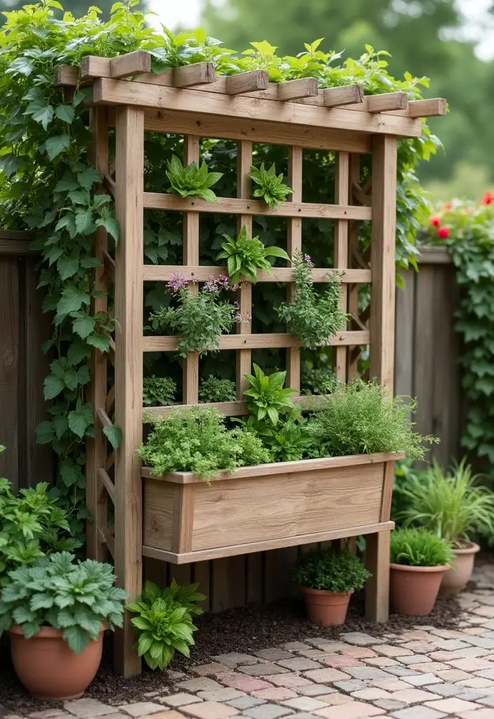 25+ Outdoor Patio Trellis Ideas for Shade and Style 113 25+ Outdoor Patio Trellis Ideas for Shade and Style - 17. Trellis with Planter Box for Added Functionality