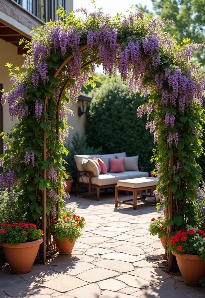 25+ Outdoor Patio Trellis Ideas for Shade and Style 8 25+ Outdoor Patio Trellis Ideas for Shade and Style - 2. Arched Trellis for a Touch of Elegance