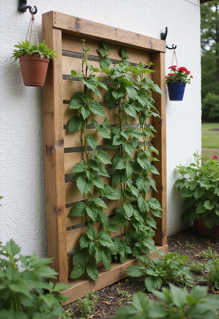 25+ Outdoor Patio Trellis Ideas for Shade and Style 15 25+ Outdoor Patio Trellis Ideas for Shade and Style - 3. DIY Pallet Trellis for Rustic Charm