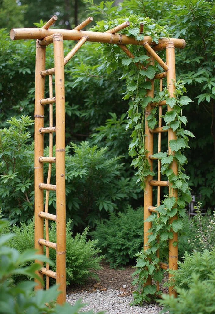 25+ Outdoor Patio Trellis Ideas for Shade and Style 50 25+ Outdoor Patio Trellis Ideas for Shade and Style - 8. Bamboo Trellis for an Eco-Friendly Option