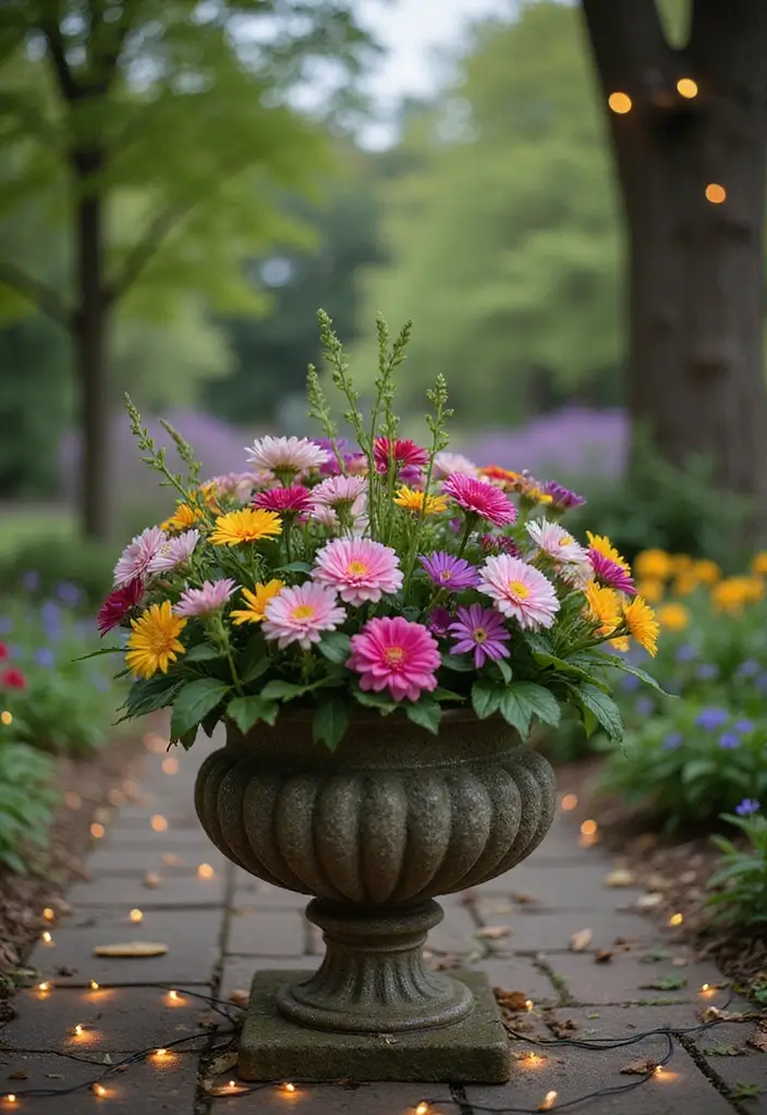 25+ Outdoor Urn Planter Ideas That Add Classic Elegance - 10. Whimsical Fairy Tale Urn
