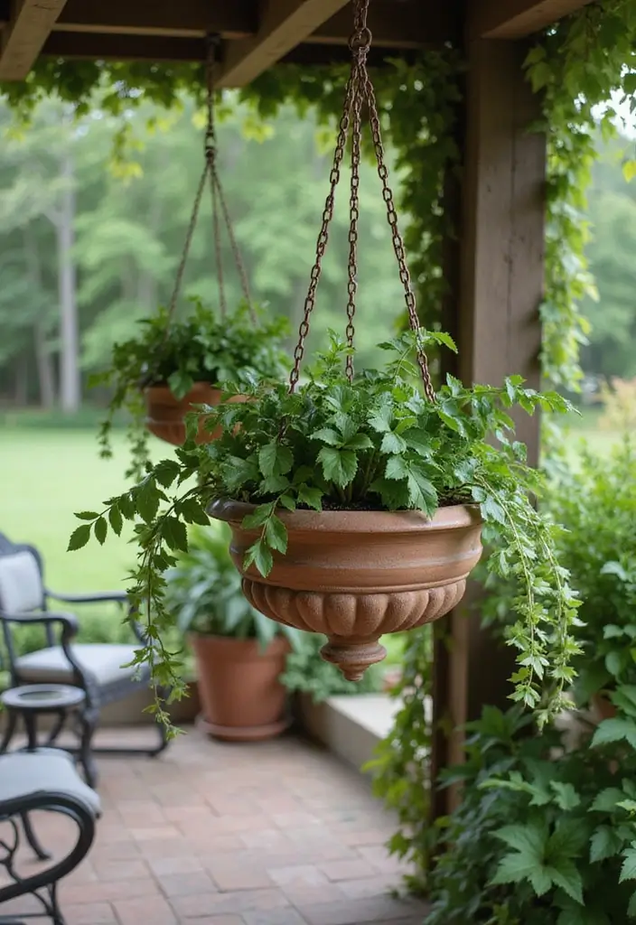 25+ Outdoor Urn Planter Ideas That Add Classic Elegance - 15. Elegant Hanging Urns