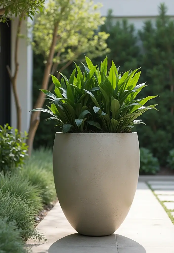 25+ Outdoor Urn Planter Ideas That Add Classic Elegance - 23. Sleek Modern Urn
