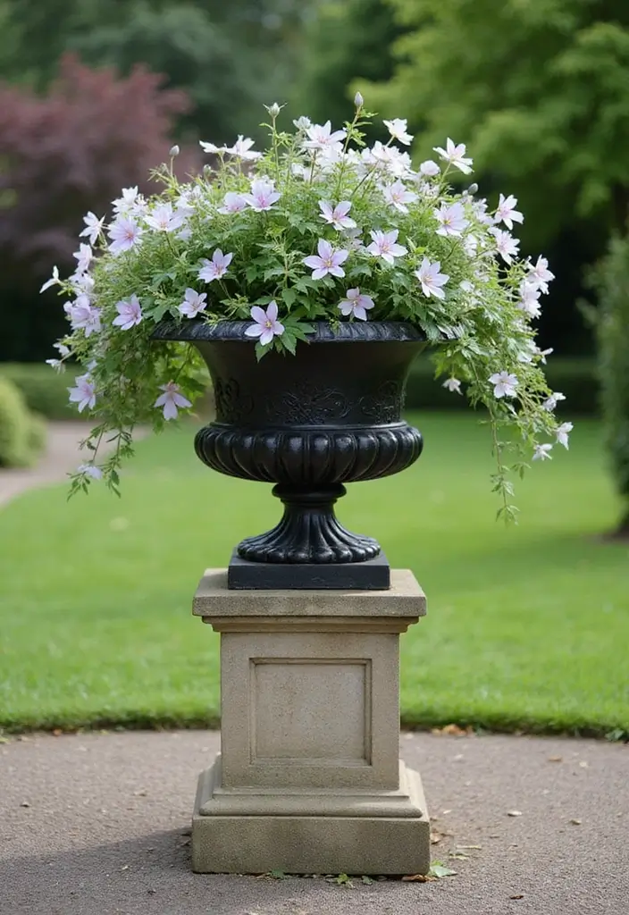 25+ Outdoor Urn Planter Ideas That Add Classic Elegance - 3. Elegant Cast Iron Urn
