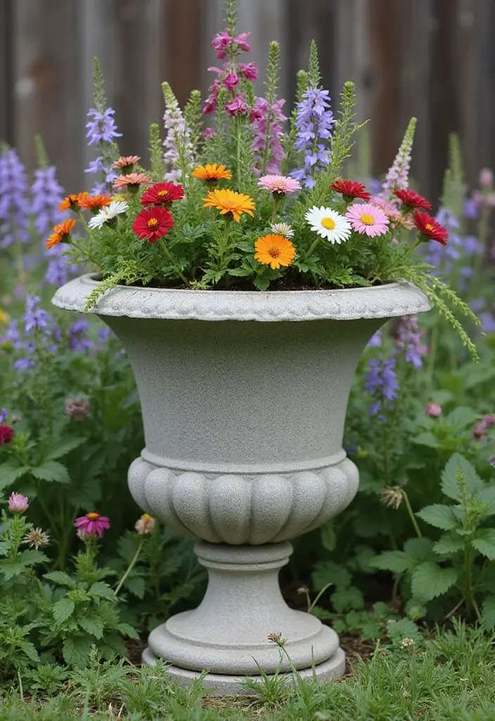 25+ Outdoor Urn Planter Ideas That Add Classic Elegance - 5. Vintage Stone Urn