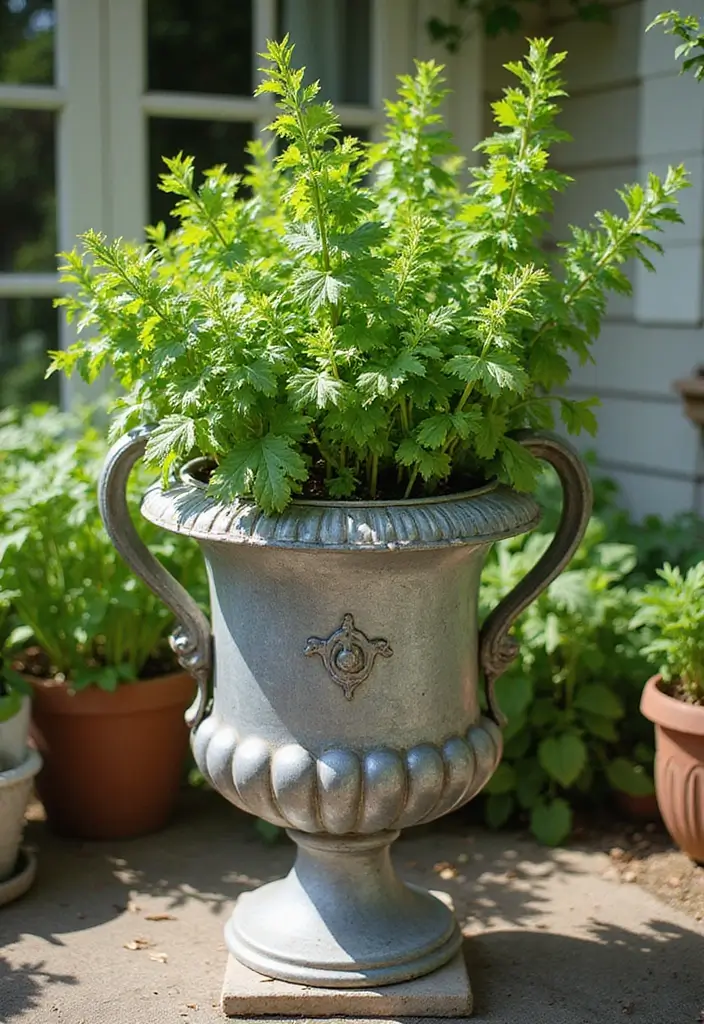 25+ Outdoor Urn Planter Ideas That Add Classic Elegance - 6. Decorative Galvanized Urn