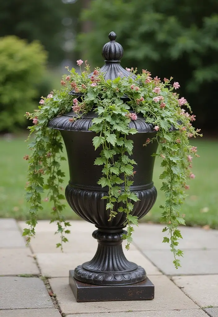 25+ Outdoor Urn Planter Ideas That Add Classic Elegance - 7. Ornamental Urn with a Lid