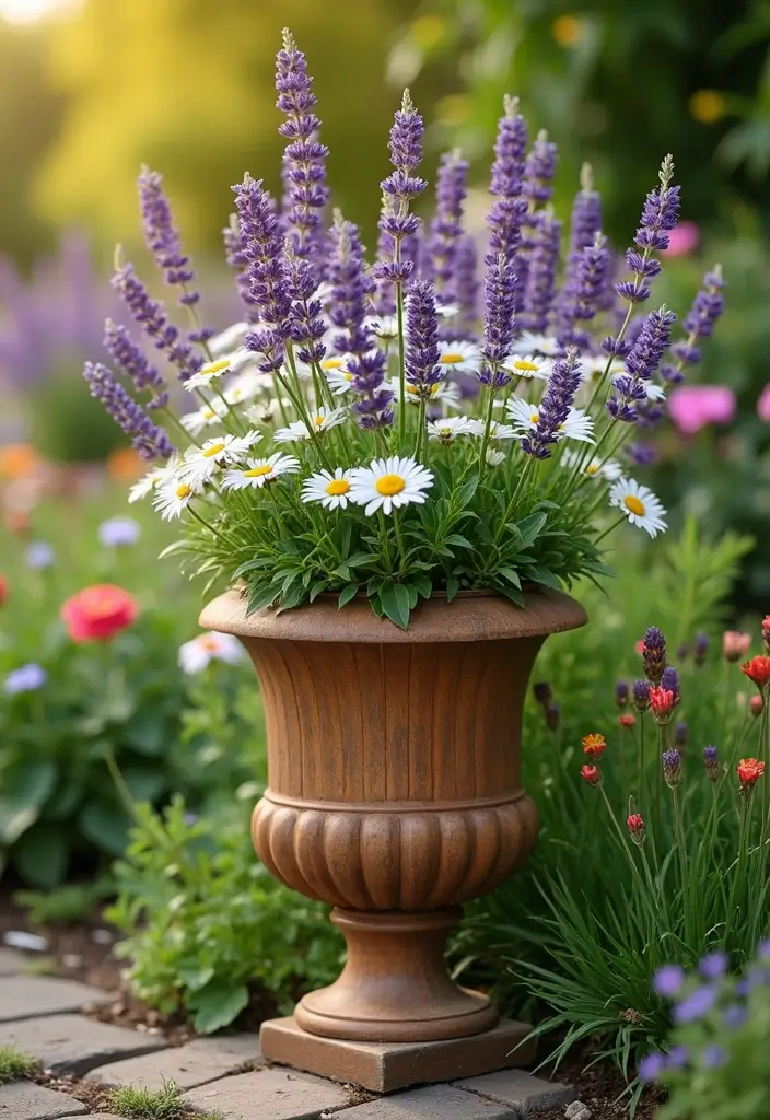 25+ Outdoor Urn Planter Ideas That Add Classic Elegance - 8. Vintage Wooden Urn