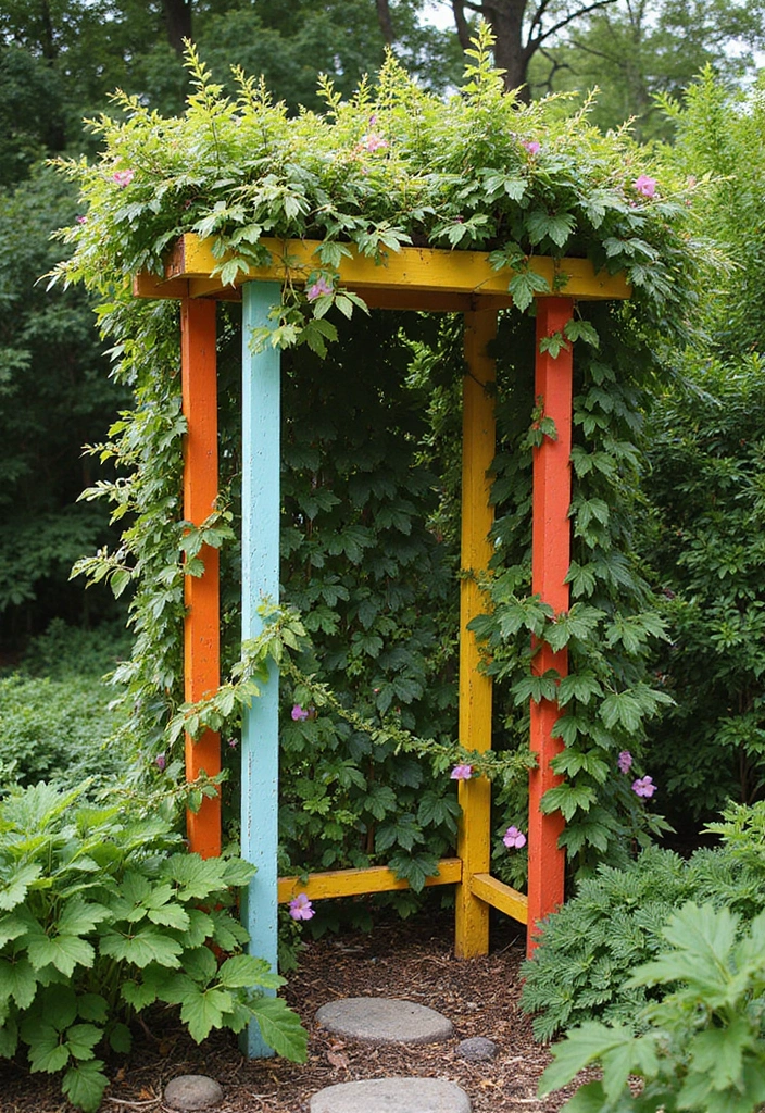 25+ Outside Trellis Ideas for Stylish Curb Appeal 78 25+ Outside Trellis Ideas for Stylish Curb Appeal - 12. Colorful Painted Trellis