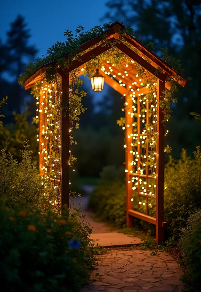 25+ Outside Trellis Ideas for Stylish Curb Appeal 111 25+ Outside Trellis Ideas for Stylish Curb Appeal - 17. Trellis with Solar Lighting