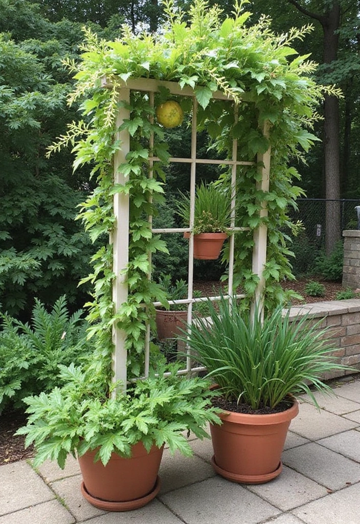 25+ Outside Trellis Ideas for Stylish Curb Appeal 139 25+ Outside Trellis Ideas for Stylish Curb Appeal - 21. Trellis in Container Gardens