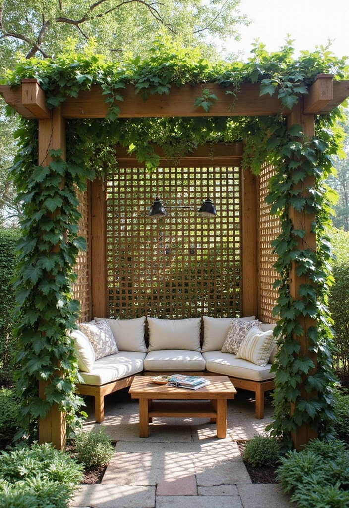 25+ Outside Trellis Ideas for Stylish Curb Appeal 15 25+ Outside Trellis Ideas for Stylish Curb Appeal - 3. Lattice Trellis for Privacy