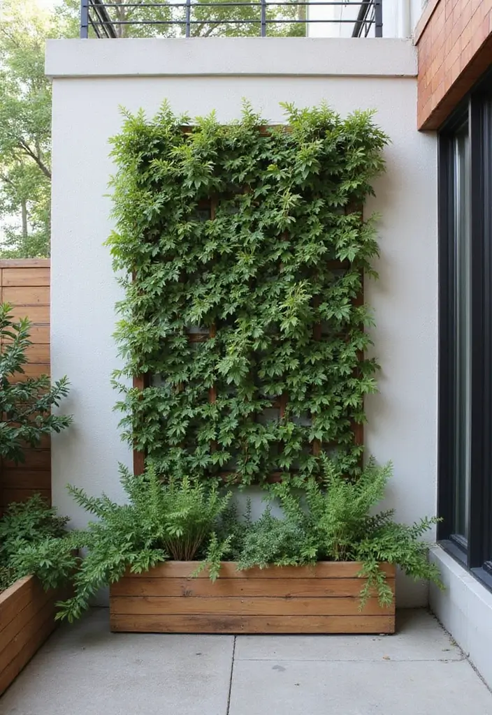 25+ Overhead Trellis Ideas That Add Shade and Dimension - 16. Wall-Mounted Trellis