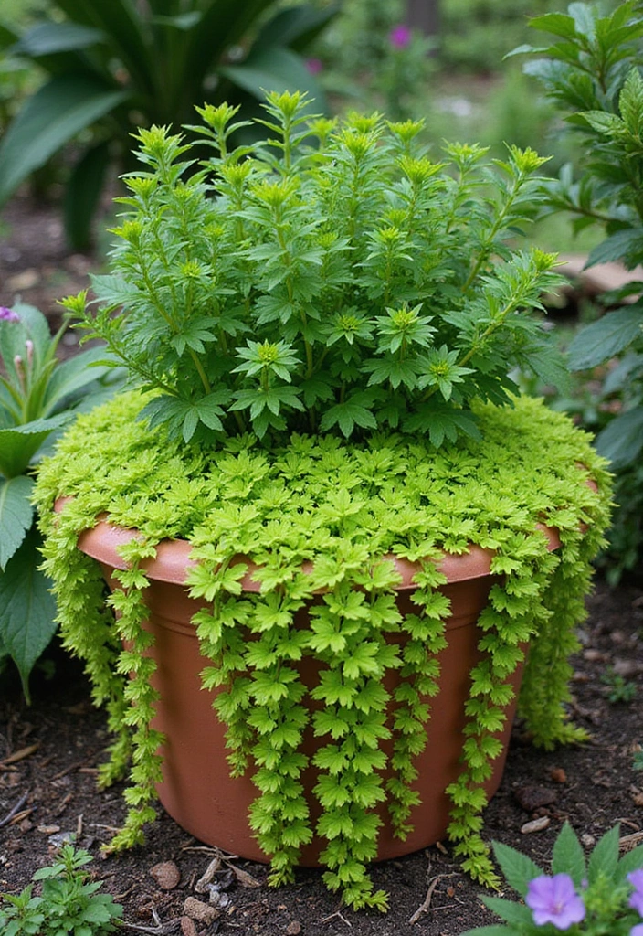 25+ Part Shade Planter Ideas for Lush Growth 84 25+ Part Shade Planter Ideas for Lush Growth - 14. Colorful Creeping Jenny