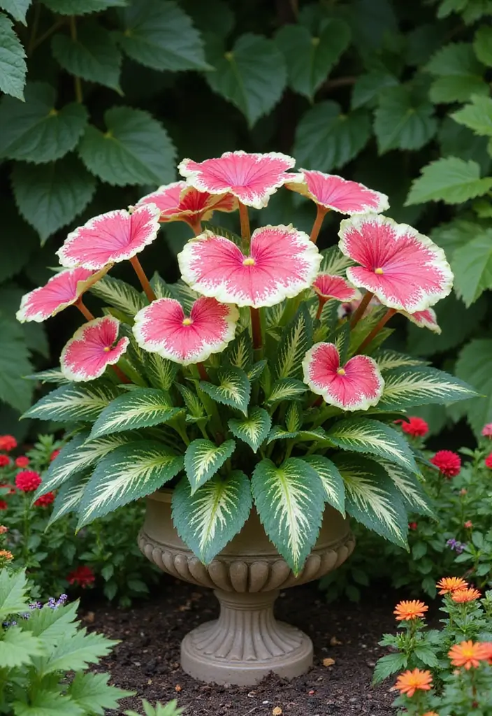25+ Part Shade Planter Ideas for Lush Growth 13 25+ Part Shade Planter Ideas for Lush Growth - 3. Colorful Caladiums