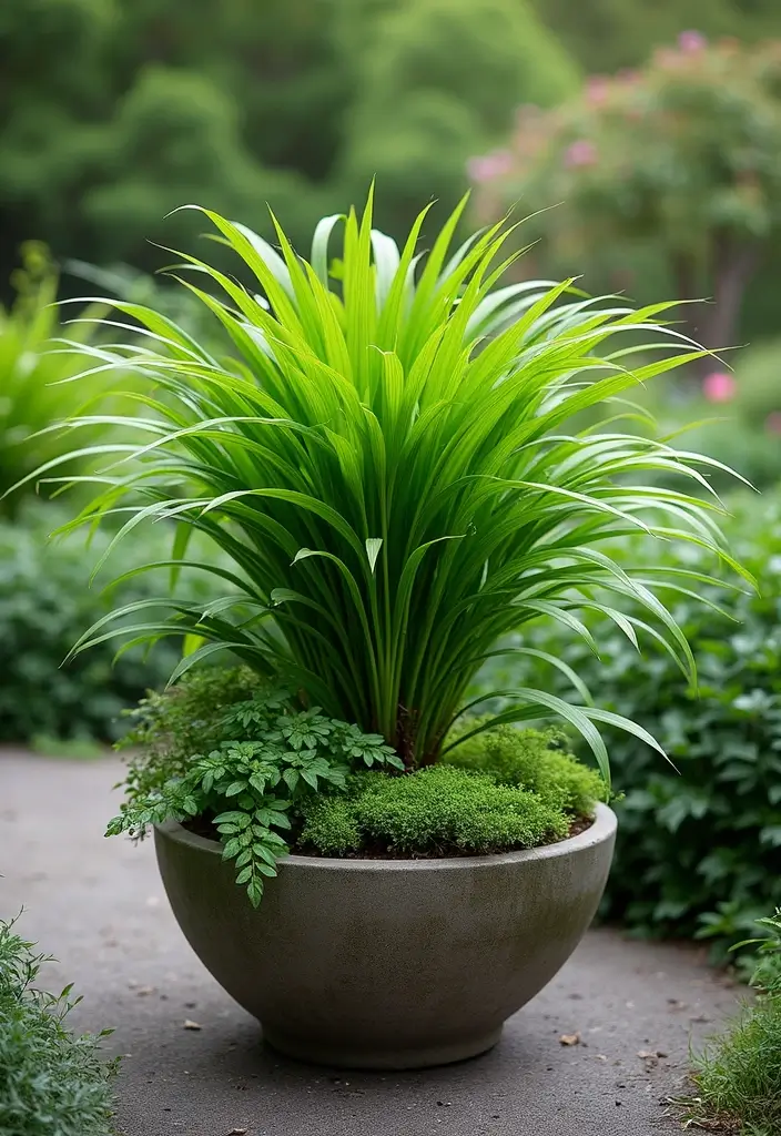 25+ Part Shade Planter Ideas for Lush Growth 49 25+ Part Shade Planter Ideas for Lush Growth - 9. Elegant Japanese Forest Grass