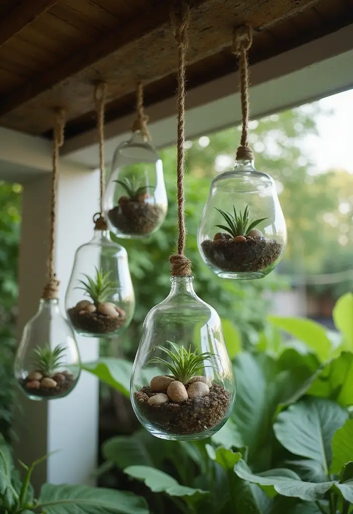 25+ Patio Wall Planter Ideas for Small Space Gardening - 10. Hanging Terrariums