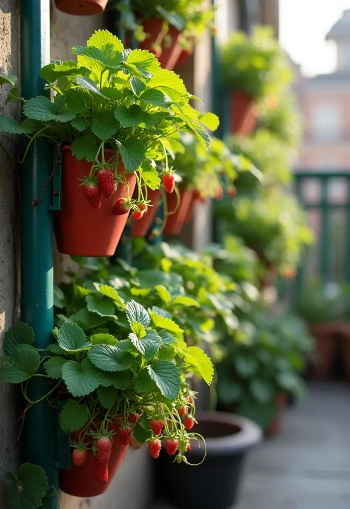 25+ Patio Wall Planter Ideas for Small Space Gardening - 12. Vertical Strawberry Planters