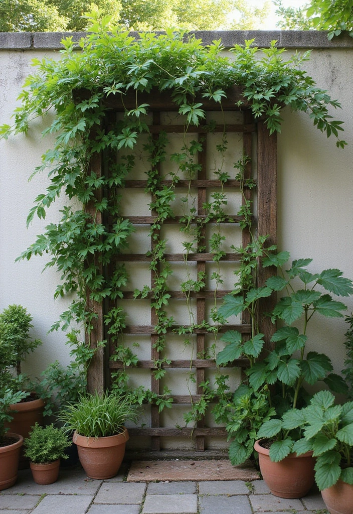 25+ Patio Wall Planter Ideas for Small Space Gardening - 15. Small Vertical Trellises