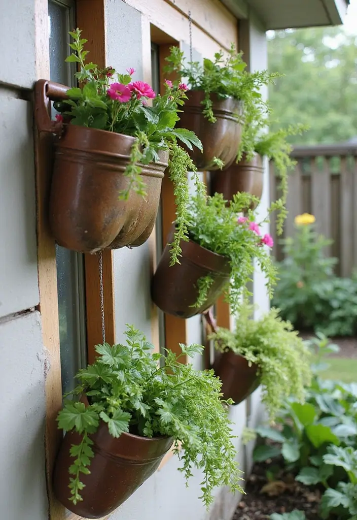 25+ Patio Wall Planter Ideas for Small Space Gardening - 17. Recycled Bottle Planters
