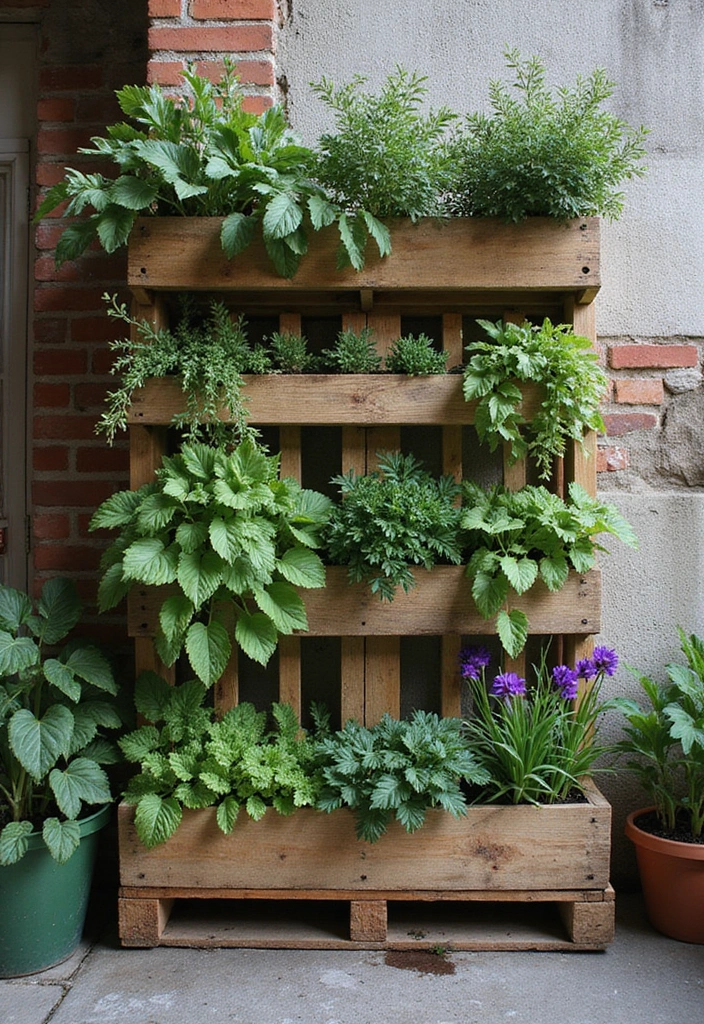 25+ Patio Wall Planter Ideas for Small Space Gardening - 7. Vertical Pallet Gardens