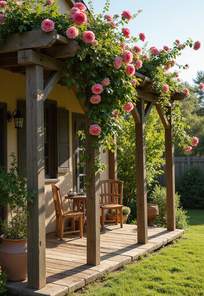 25+ Porch Trellis Ideas That Add Shade and Greenery - 1. Rustic Wooden Trellis