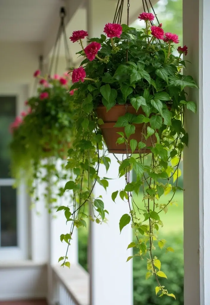 25+ Porch Trellis Ideas That Add Shade and Greenery - 10. Hanging Trellis Planters